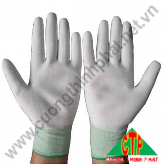 Găng tay sợi Polyester PU phủ lòng bàn tay