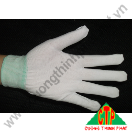 Găng tay Polyester không phủ PU đầu ngón tay