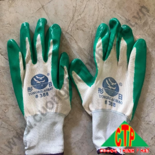 Găng tay phủ cao su màu xanh 388